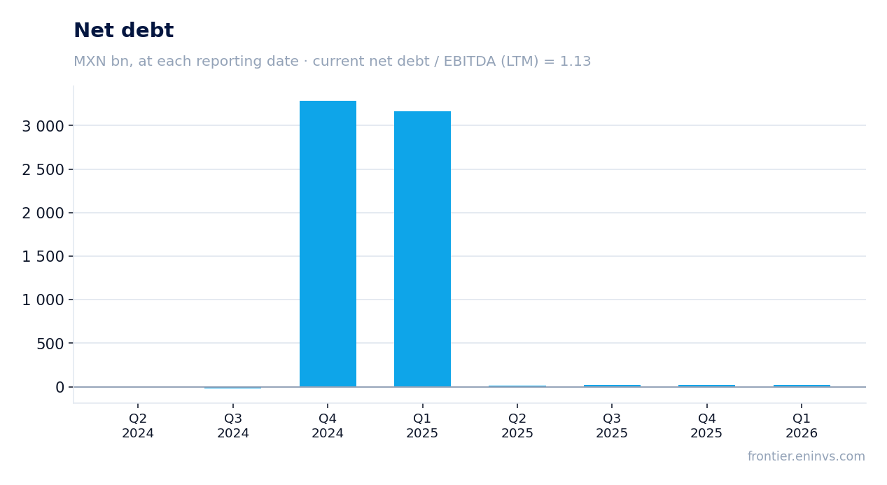 Net debt at reporting dates