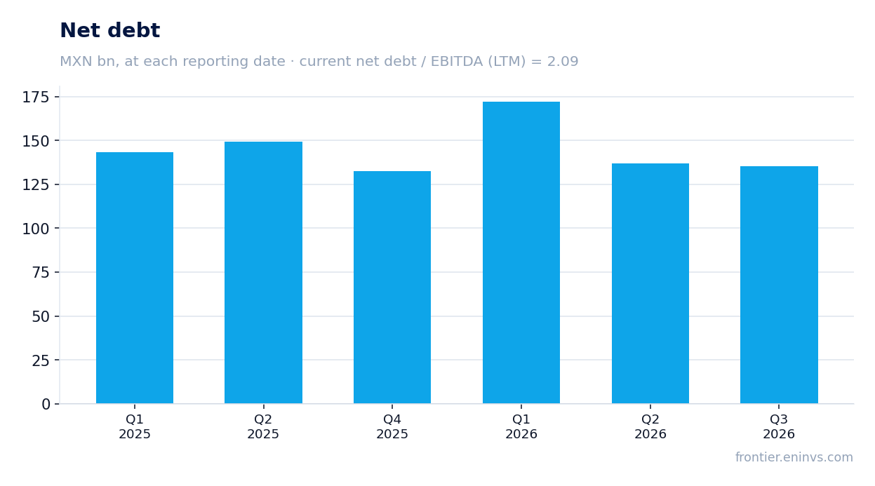 Net debt at reporting dates
