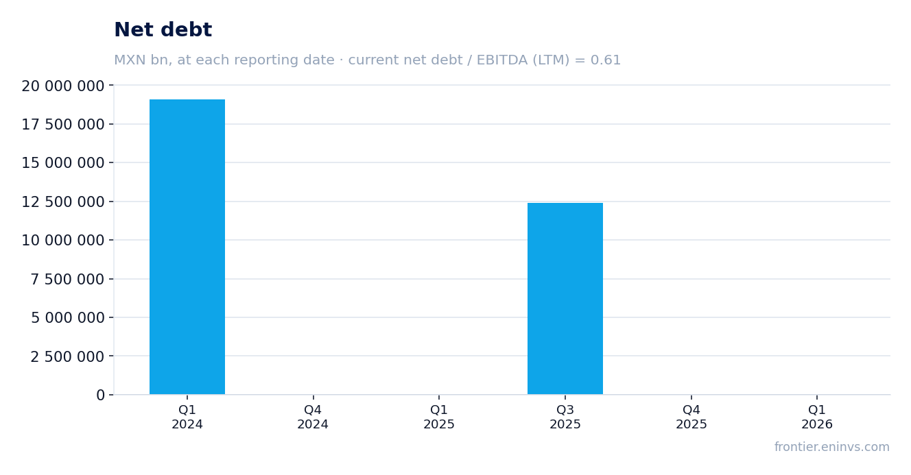 Net debt at reporting dates