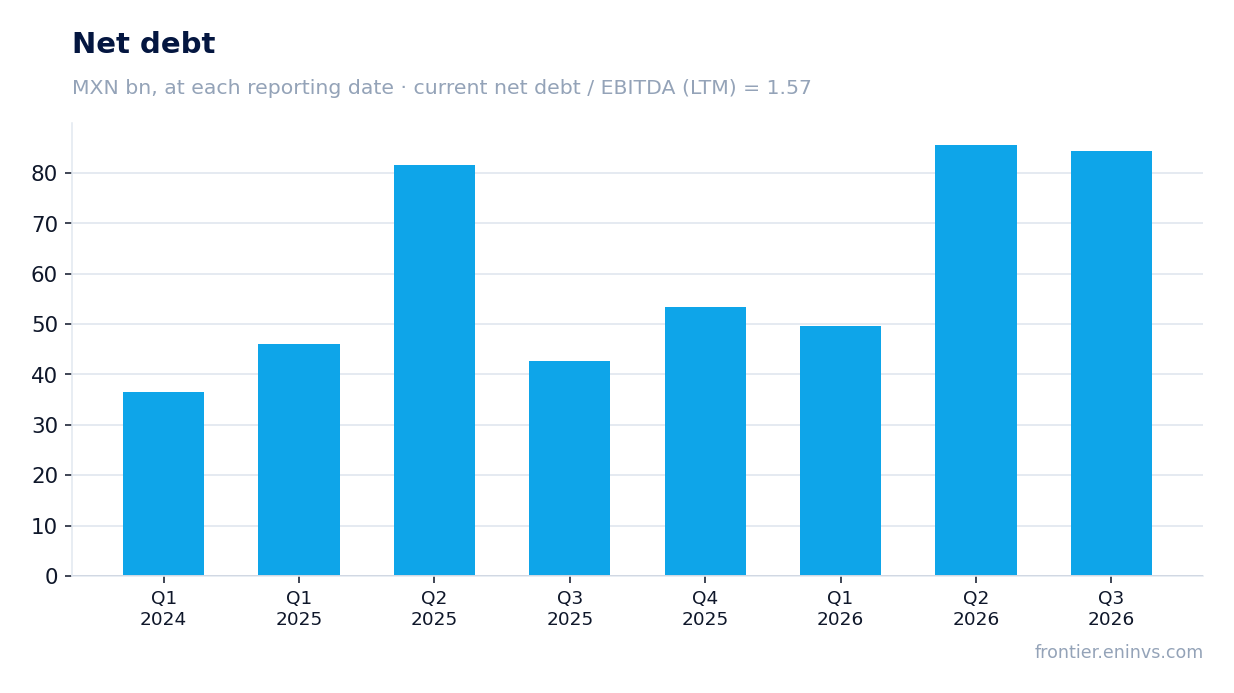 Net debt at reporting dates