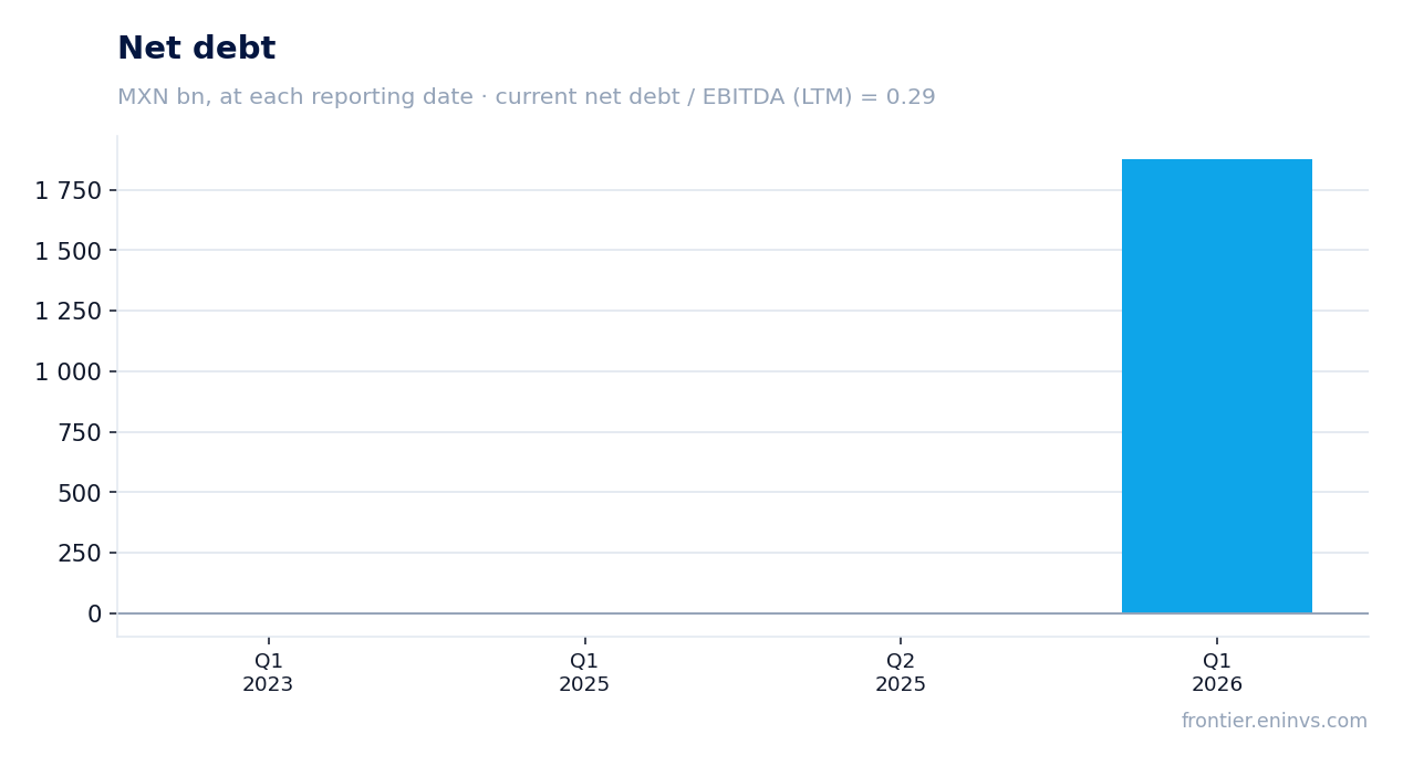 Net debt at reporting dates