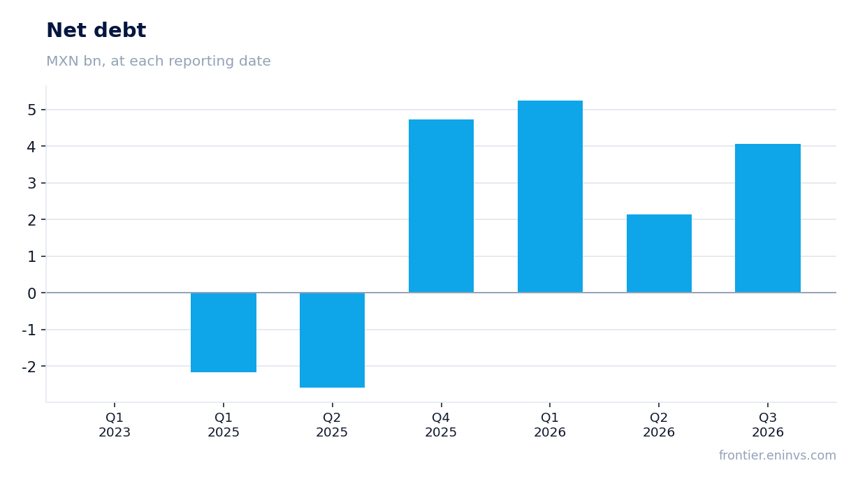 Net debt at reporting dates
