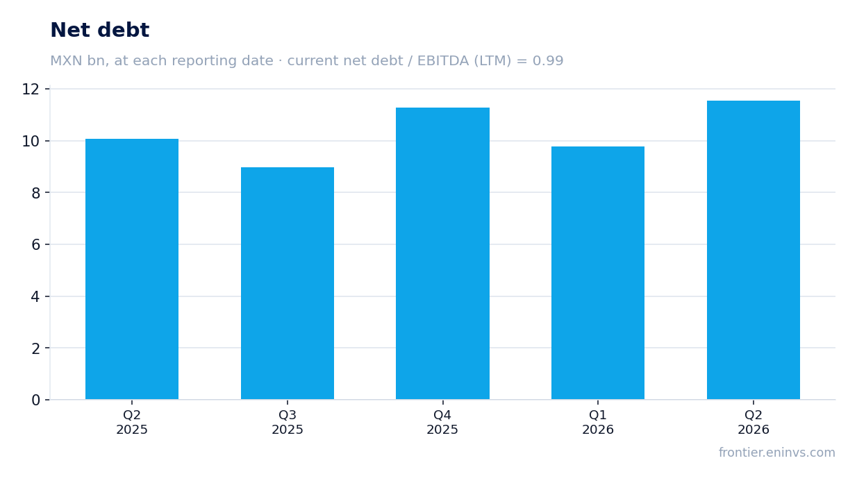 Net debt at reporting dates